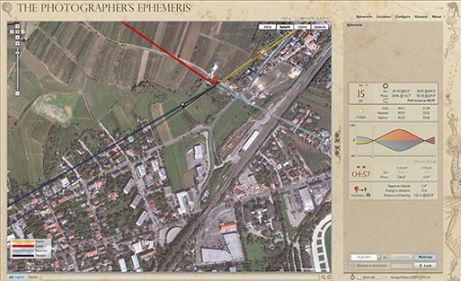 Screenshot – The photographer’s Ephemeris