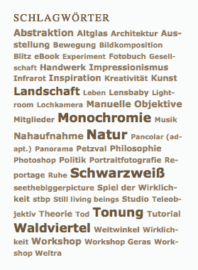 Fotoblog-Schlagwörter